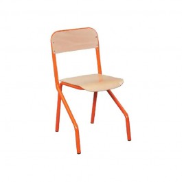 Chaise maternelle appui sur table empilable avec pieds oranges