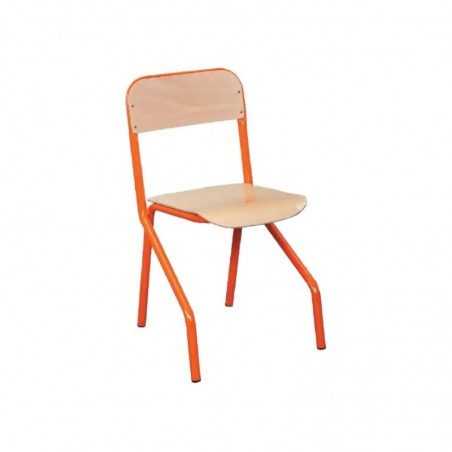 Chaise maternelle appui sur table empilable avec pieds oranges