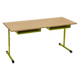 table d'école 2 places avec casiers
