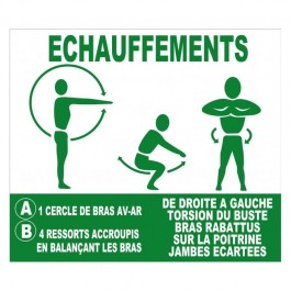 Panneau signalétique parcours santé échauffements