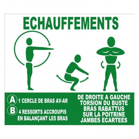 Panneau signalétique parcours santé échauffements