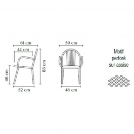 dimension du fauteuil d'extérieur en acier