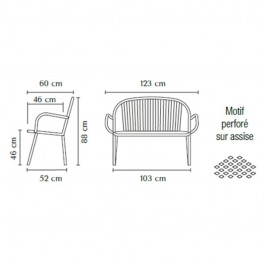 dimensions du banc urbain métal 2 places