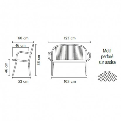 banc urbain métal 2 places