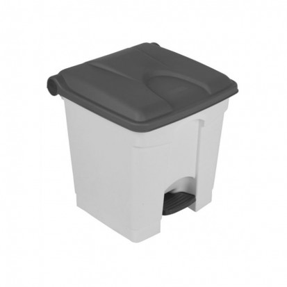 Poubelle à pédale 30l pour tri sélectif blanche et couvercle jaune