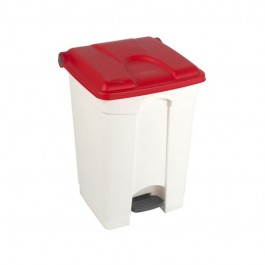 Poubelle de tri intérieur à pédale 45 litres blanche et rouge