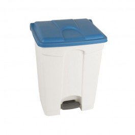 Poubelle de tri intérieur à pédale 70 litres blanche avec couvercle bleu