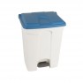 Poubelle de tri intérieur à pédale 70 litres blanche avec couvercle bleu