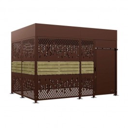 Abri vélos sécurisé acier et bois marron longueur 4 mètres