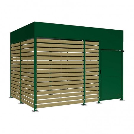 Abri vélos sécurisé bardages bois vert mètres
