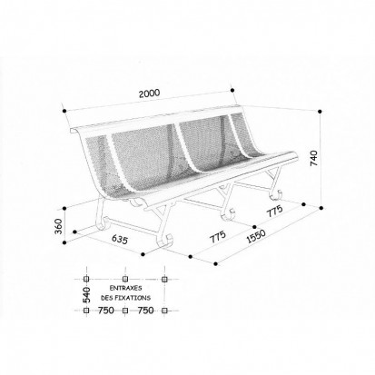 Banc GABIN 2 pieds métal