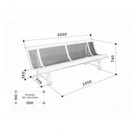 Schéma du banc urbain 2 pieds