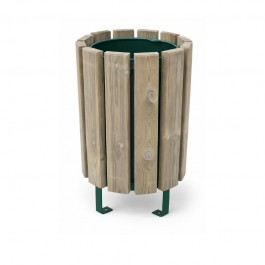 Poubelle urbaine ronde en bois