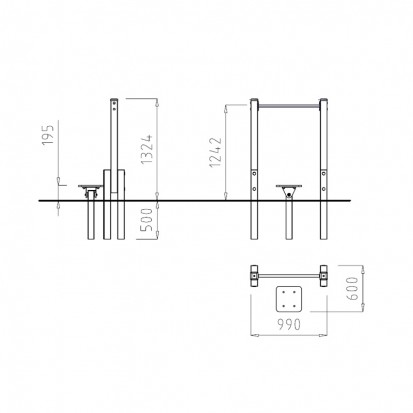 Agrès sportif extérieur sénior avec balancier de hanches