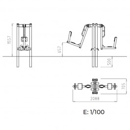 dimensions de l'équipement sportif extérieur sénior étirement des jambes