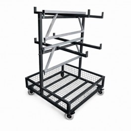 Chariot sur roulette pour structure de podium modulable
