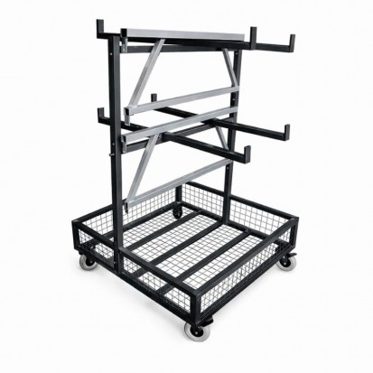 Chariot sur roulette pour structure de podium modulable