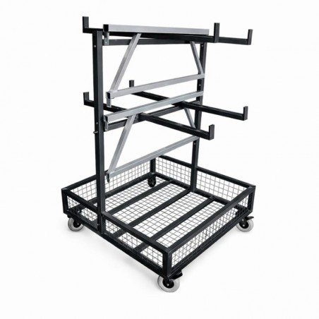 Chariot sur roulette pour structure de podium modulable