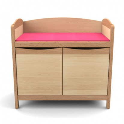Table à langer crèche en bois avec 2 portes