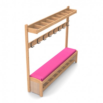 banc vestiaire crèche 6 patères en bois avec casiers