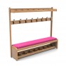 banc vestiaire crèche 6 patères en bois avec casiers