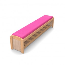 banc accueil avec rangement chaussures et assise mousse bois