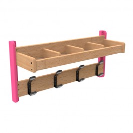 porte manteau mural à fixer 4 patères casiers bois framboise vue de face