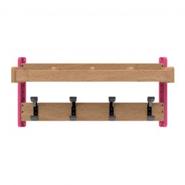 porte manteau mural à fixer 4 patères casiers bois framboise