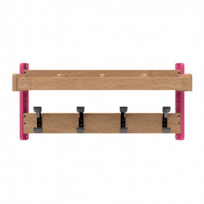 porte manteau mural à fixer 4 patères casiers bois framboise vue de face