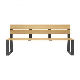banc public en bois et acier vue de face