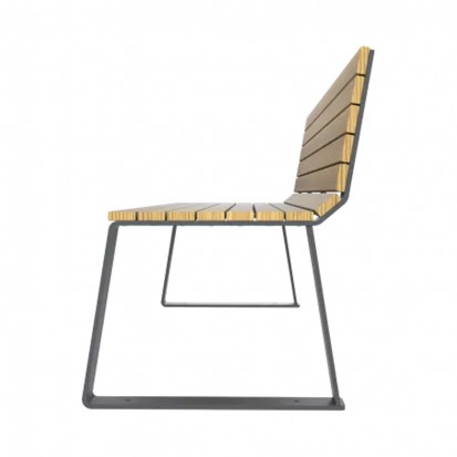 Banc avec dossier bois et acier