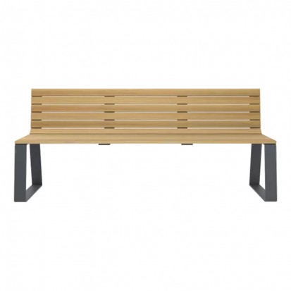 Banc avec dossier bois et acier