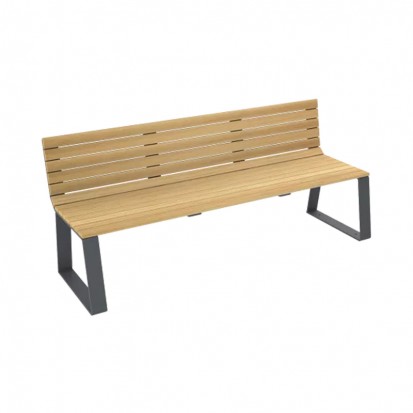 Banc avec dossier bois et acier