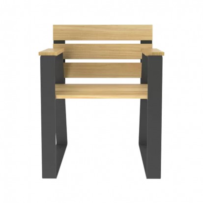 fauteuil urbain sénior bois acier avec accoudoirs 1 place extérieur