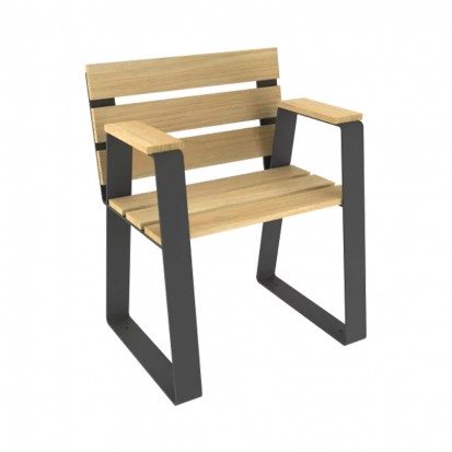 fauteuil urbain sénior bois acier avec accoudoirs 1 place extérieur