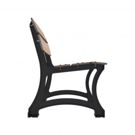 Fauteuil urbain HPL chêne clair avec piètement en fonte