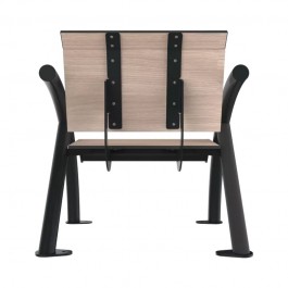 dossier du fauteuil urbain compact HPL effet lames coloris chêne clair