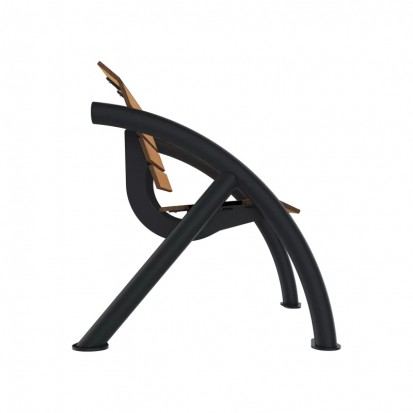 Fauteuil extérieur collectivité en  acier et compact HPL aspect teck