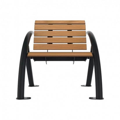 Fauteuil extérieur collectivité en  acier et compact HPL aspect teck