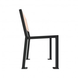 Fauteuil de ville compact HPL plein et acier vue de profil