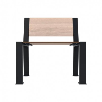 Fauteuil de ville compact HPL plein et acier coloris chêne clair