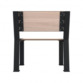 banc une place compact HPL plein et acier vue de dos