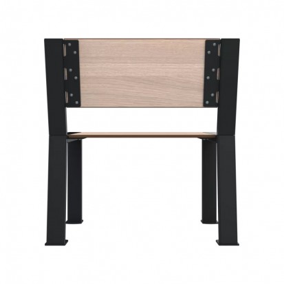 Fauteuil de ville compact HPL plein et acier coloris chêne clair