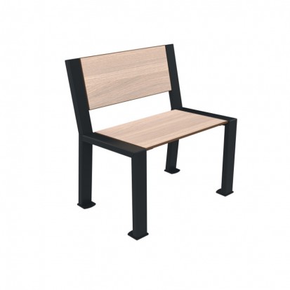 Fauteuil de ville compact HPL plein et acier coloris chêne clair