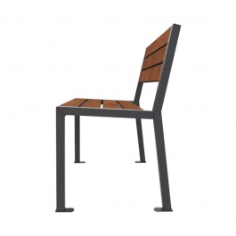 banc acier et HPL vue de profil