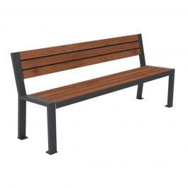 Banc HPL lames coloris pin tyrol et piètement acier