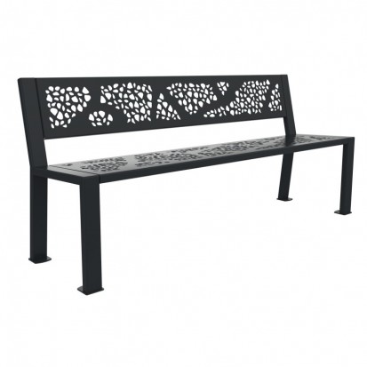 Banc public métal avec découpe laser gris anthracite