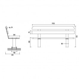 Schéma des dimensions du banc Los Angeles