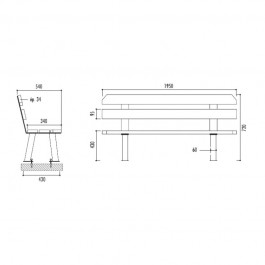 Schéma du banc en bois Seattle