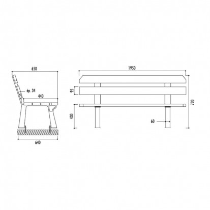 Banc urbain bois et acier